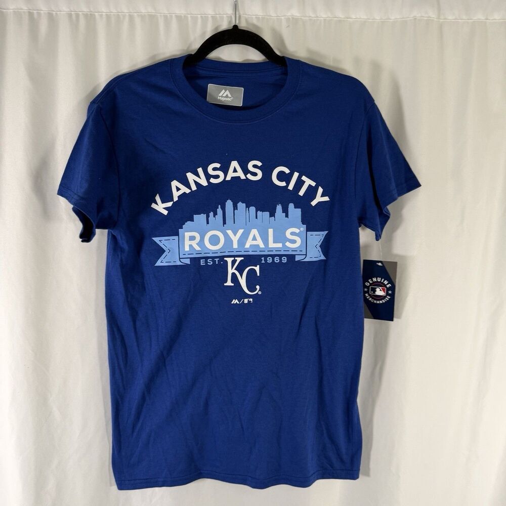 New Kansas City Royals Majestic Shirt Women's Small Blue Short Sleeve Crew Neck
